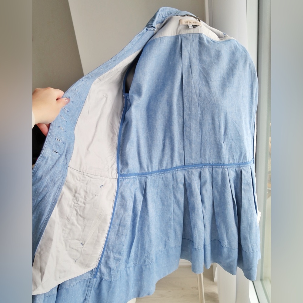 See by Chloé Military-Inspired Denim Dress Coat – Size 2 / EU 38 - Picture 12 of 12